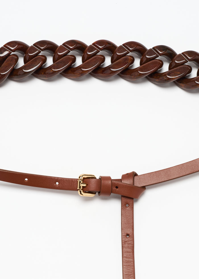 TOASTED CHAIN AND LEATHER BELT