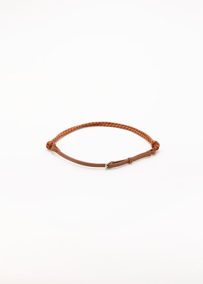 TOBACCO BRAIDED LANYARD AND LEATHER BELT