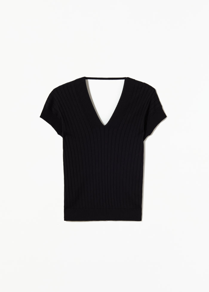 V-NECK-RIBBED-KNIT