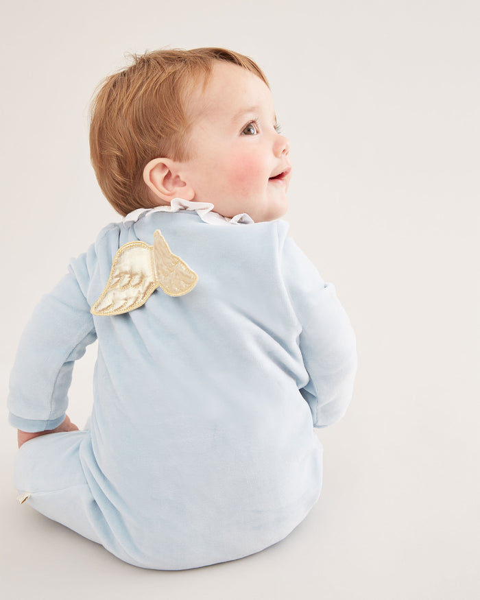 Velour Angel Wing™ Sleepsuit - Gold & MC Blue