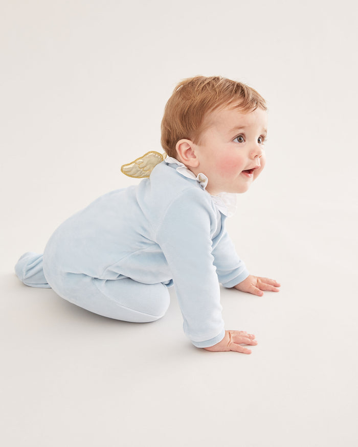 Velour Angel Wing™ Sleepsuit - Gold & MC Blue