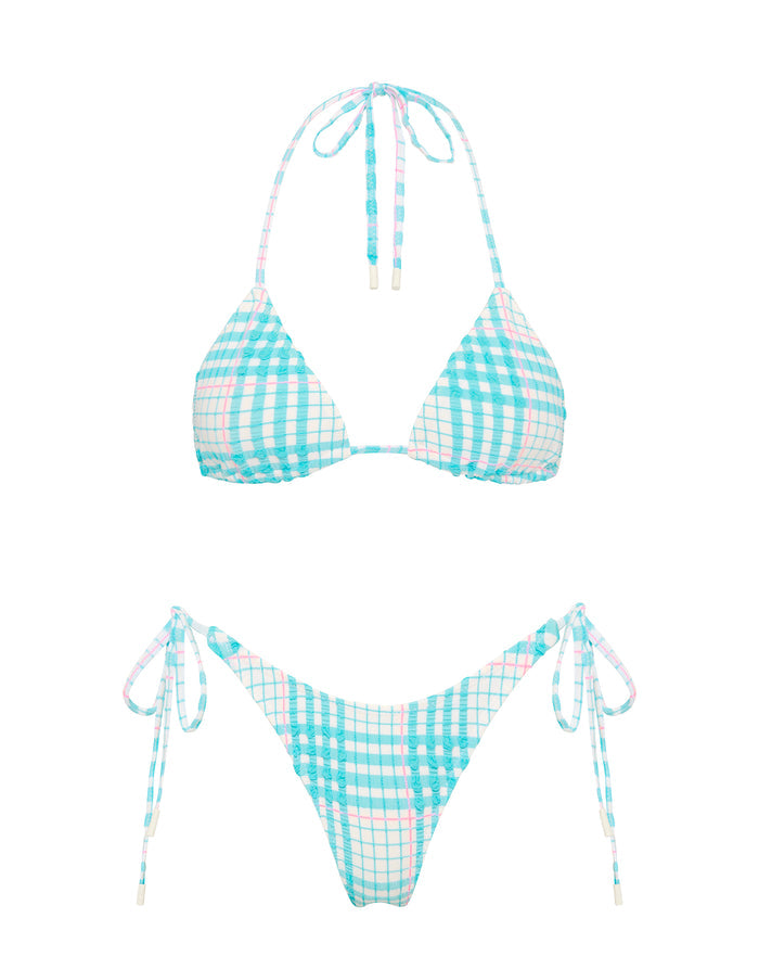 VINCA BLUE BLOSS CHECK Triangle Bikini Set