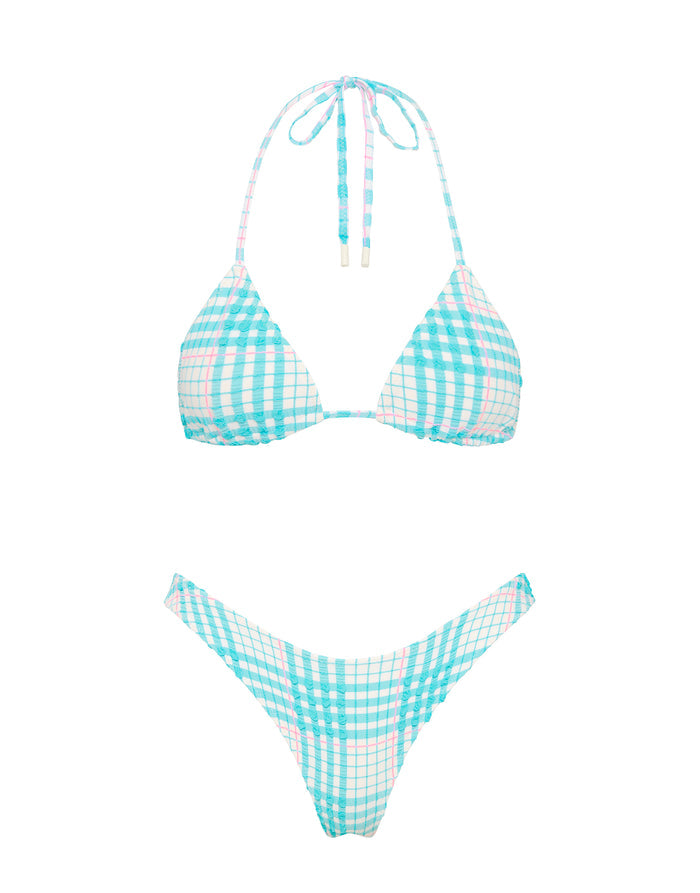 VINCA BLUE BLOSS CHECK Triangle Bikini Set