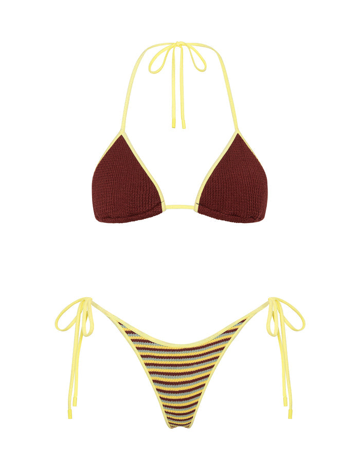 VINCA BUTTER CROCHET STRIPE Triangle Bikini Set