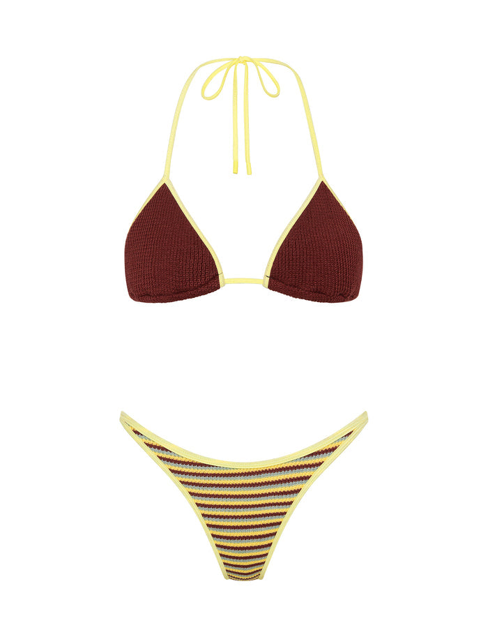 VINCA BUTTER CROCHET STRIPE Triangle Bikini Set