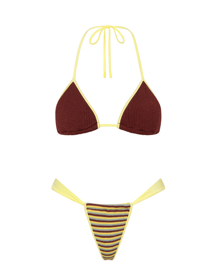 VINCA BUTTER CROCHET STRIPE Triangle Bikini Set