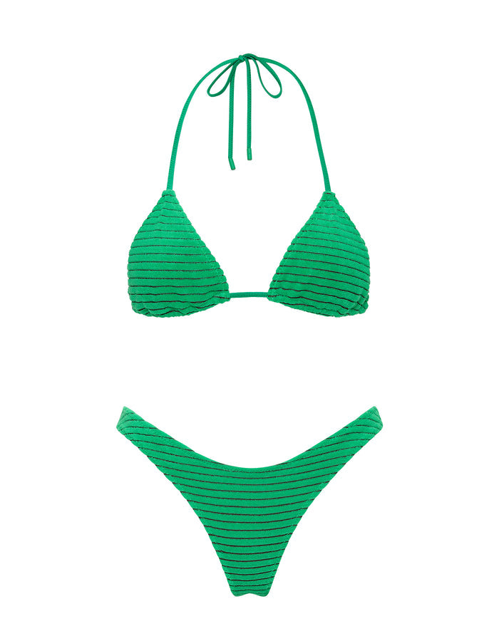 VINCA HUBE Green Terry Towelling Triangle Bikini Set