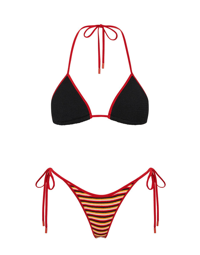 VINCA SANGRIA CROCHET STRIPE Triangle Bikini Set