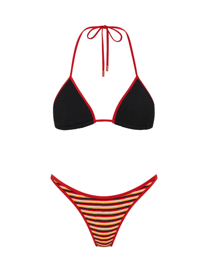 VINCA SANGRIA CROCHET STRIPE Triangle Bikini Set