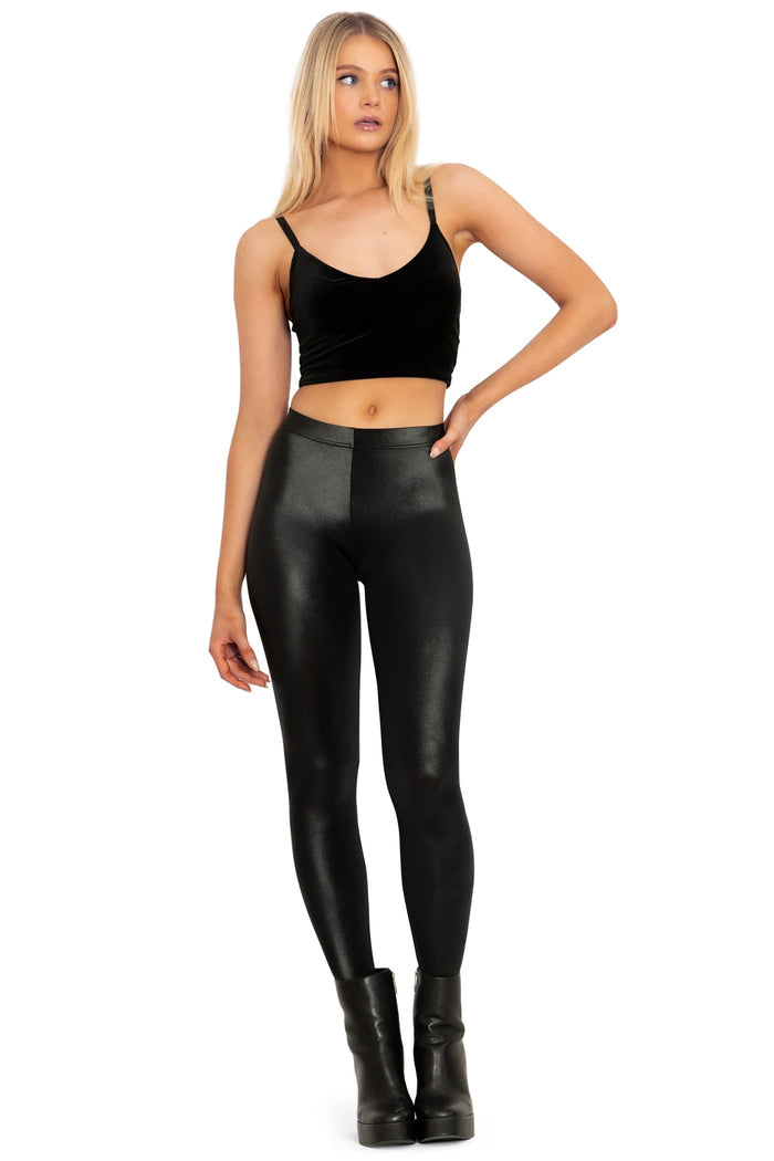 BlackMilk Clothing - Black Wet Look Leggings