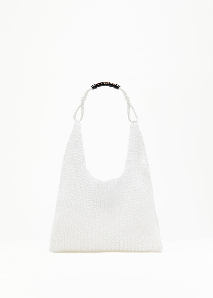 WHITE LINEN MESH BAG