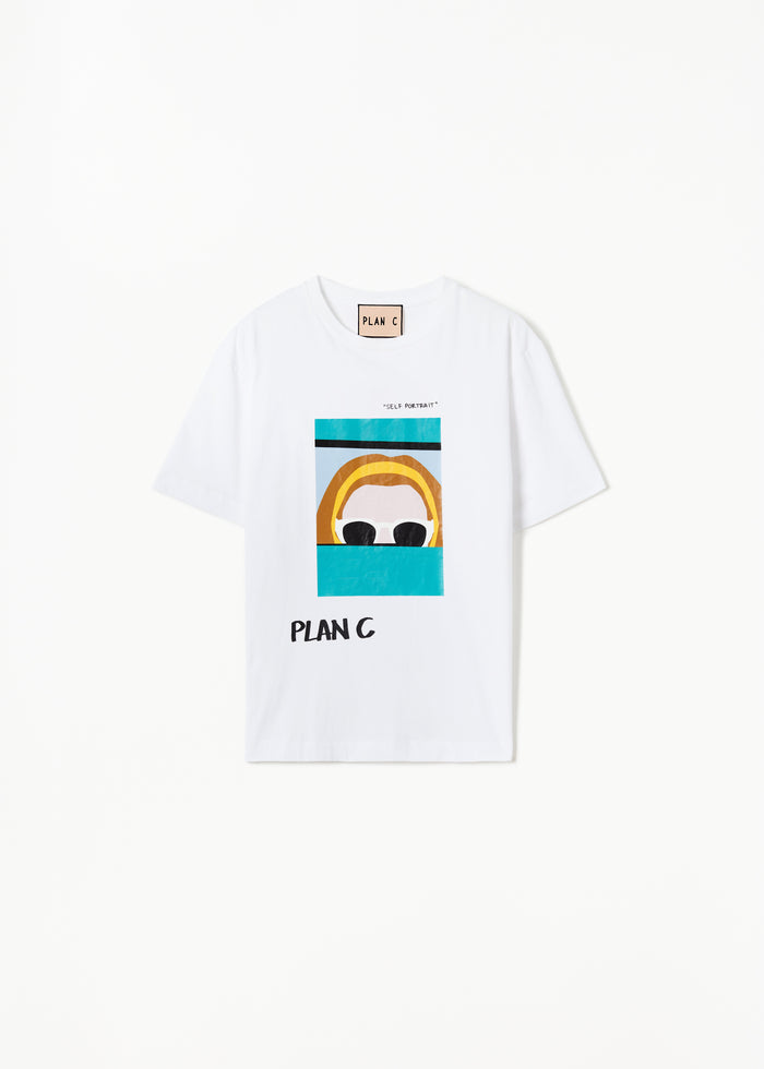 WHITE "SELF PORTRAIT" PRINT T-SHIRT